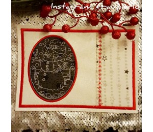 Stickserie ITH - Schneemann Redwork MugRugs